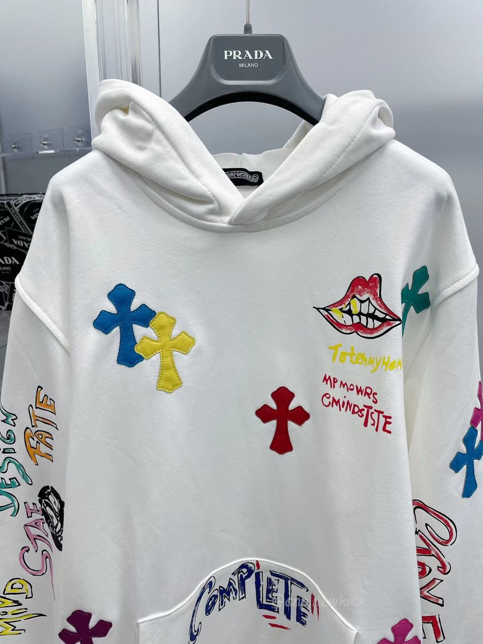 Chrome Hearts Multi Color Cross Hoodie Black White Gray (2) - newkick.app